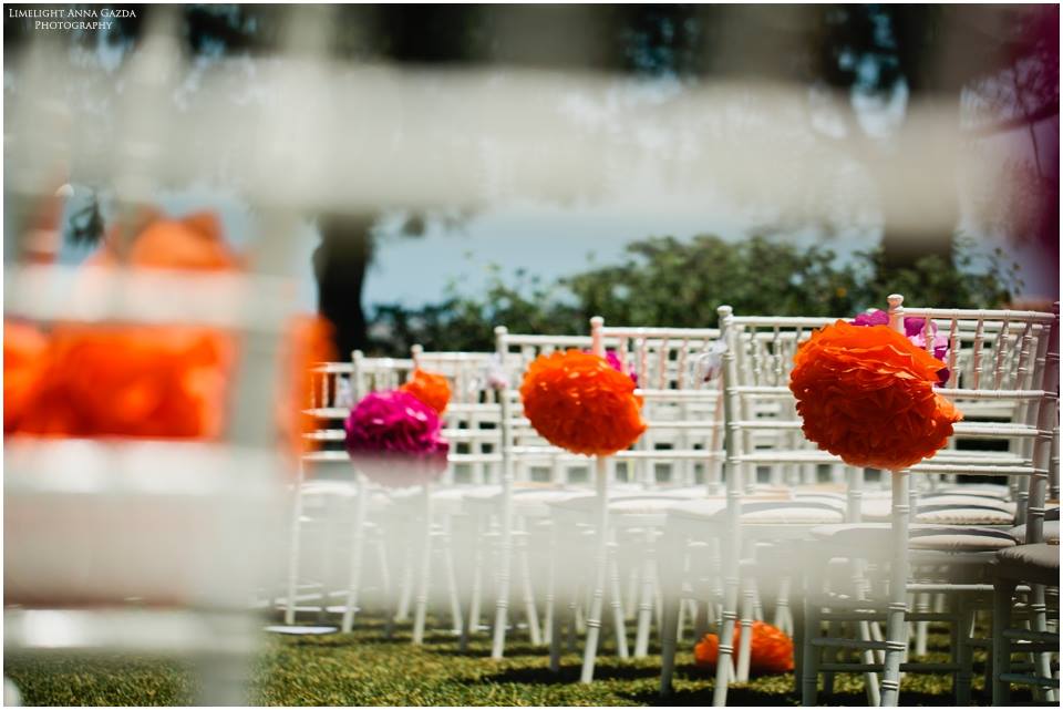 Wedding chairs with pompoms