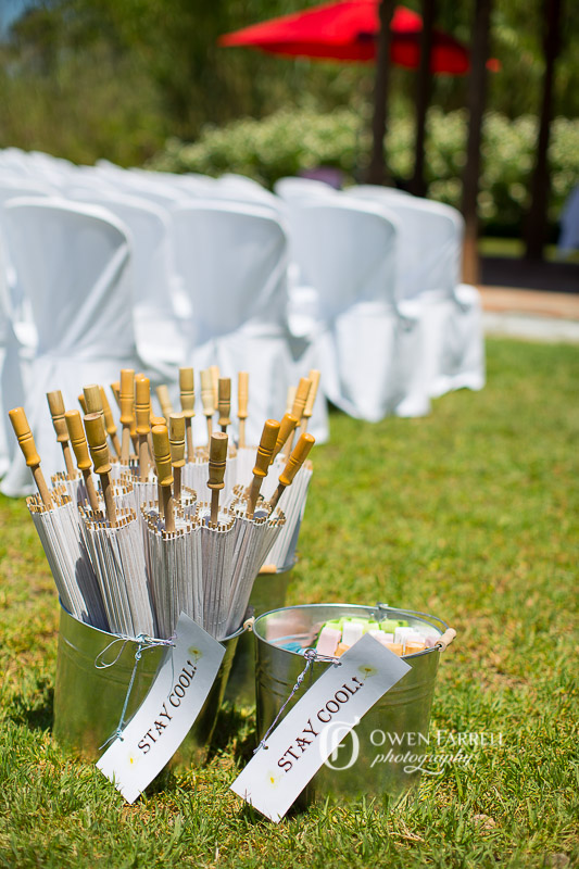 Metal buckets for parasols and fans