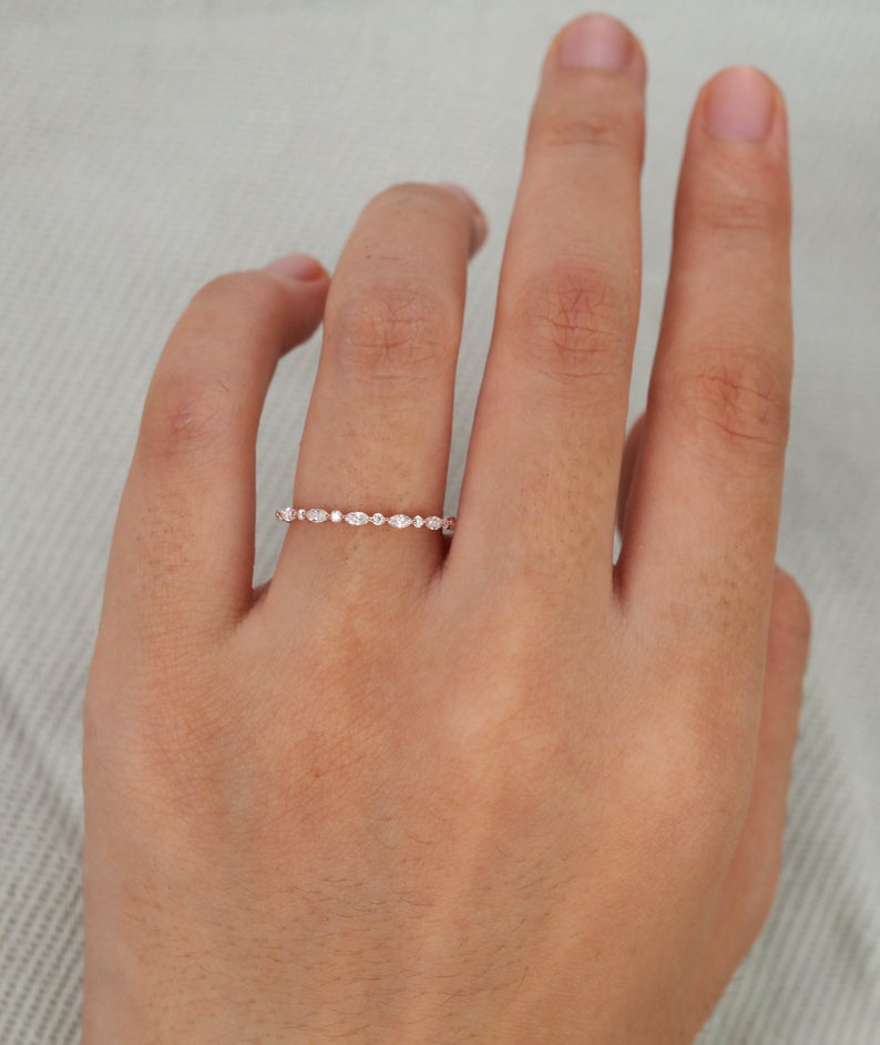 rose gold wedding ring with stones