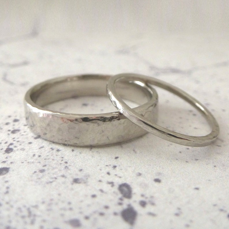 Handmade hammered wedding rings