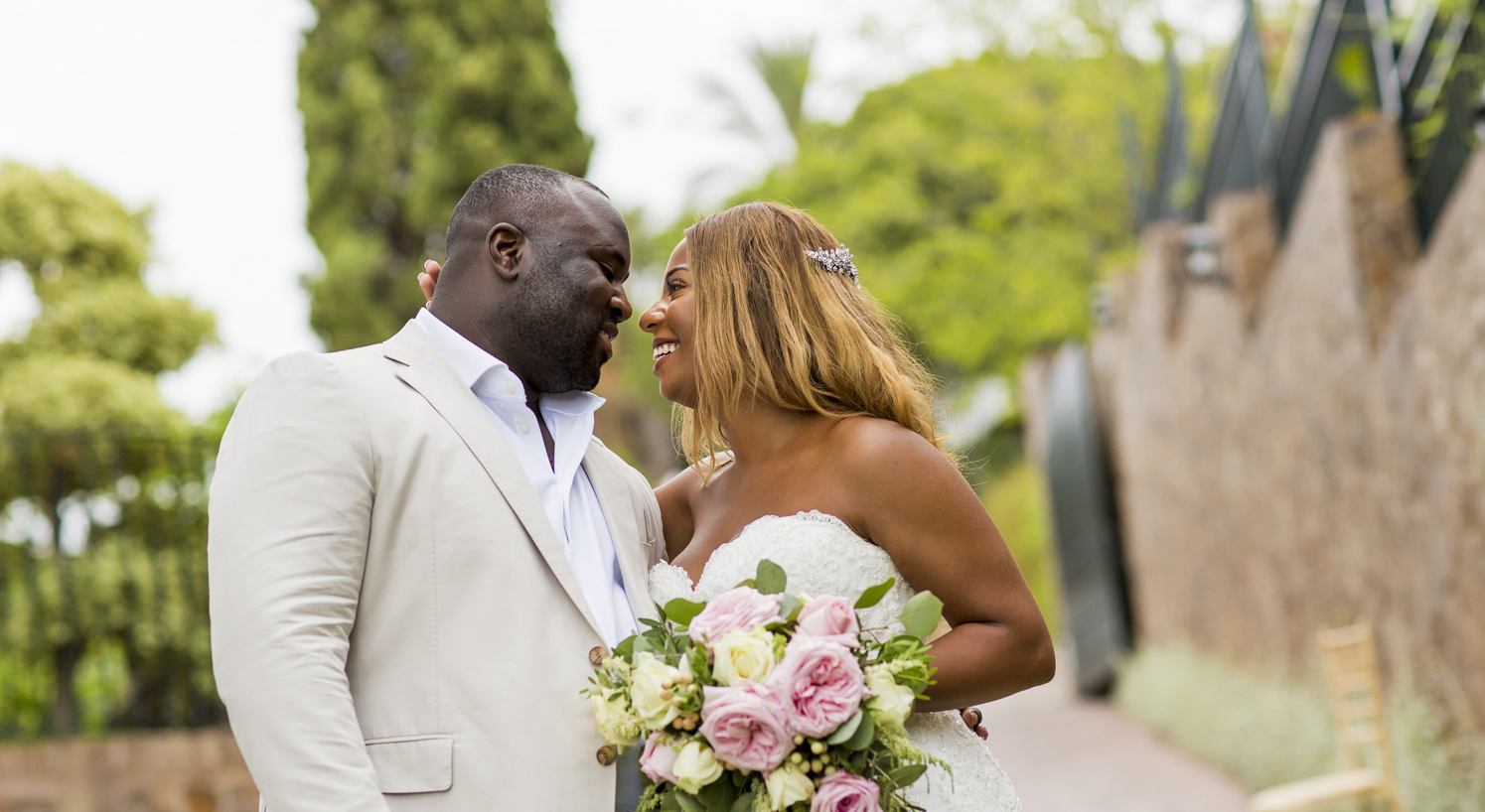 Celebrant led wedding Spain Wedding couple gazing at each other
