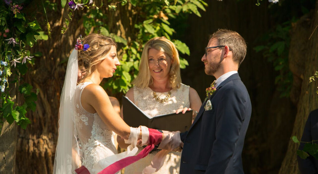 Humanist Wedding Celebrant West Sussex Wedding Celebrant leading a wedding ceremony
