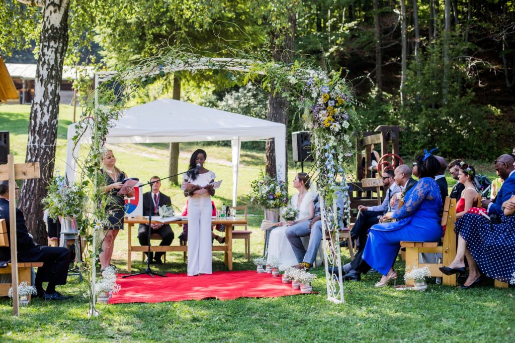 Nova conducting a wedding ceremony