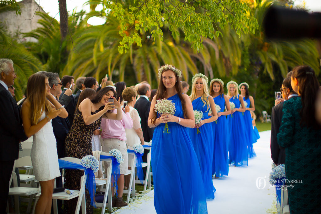 Bridesmaids in blue